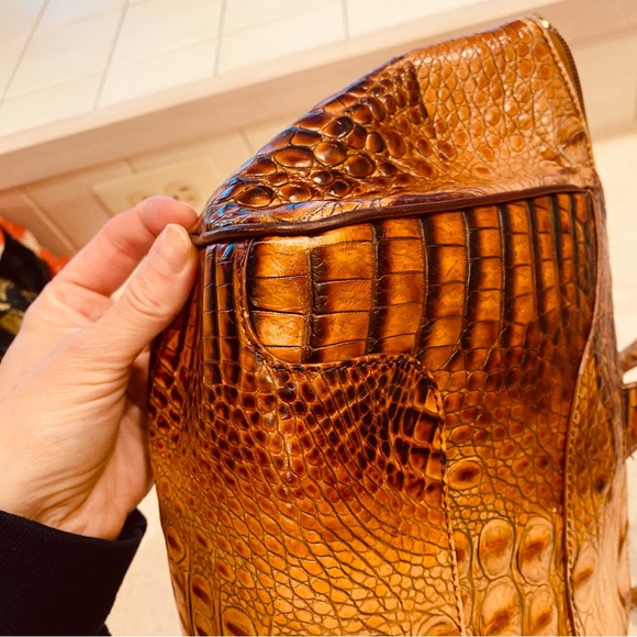 Brahmin Melbourne Baguette Croc Pecan brown Shoulder Handbag Bag - Picture 9 of 15